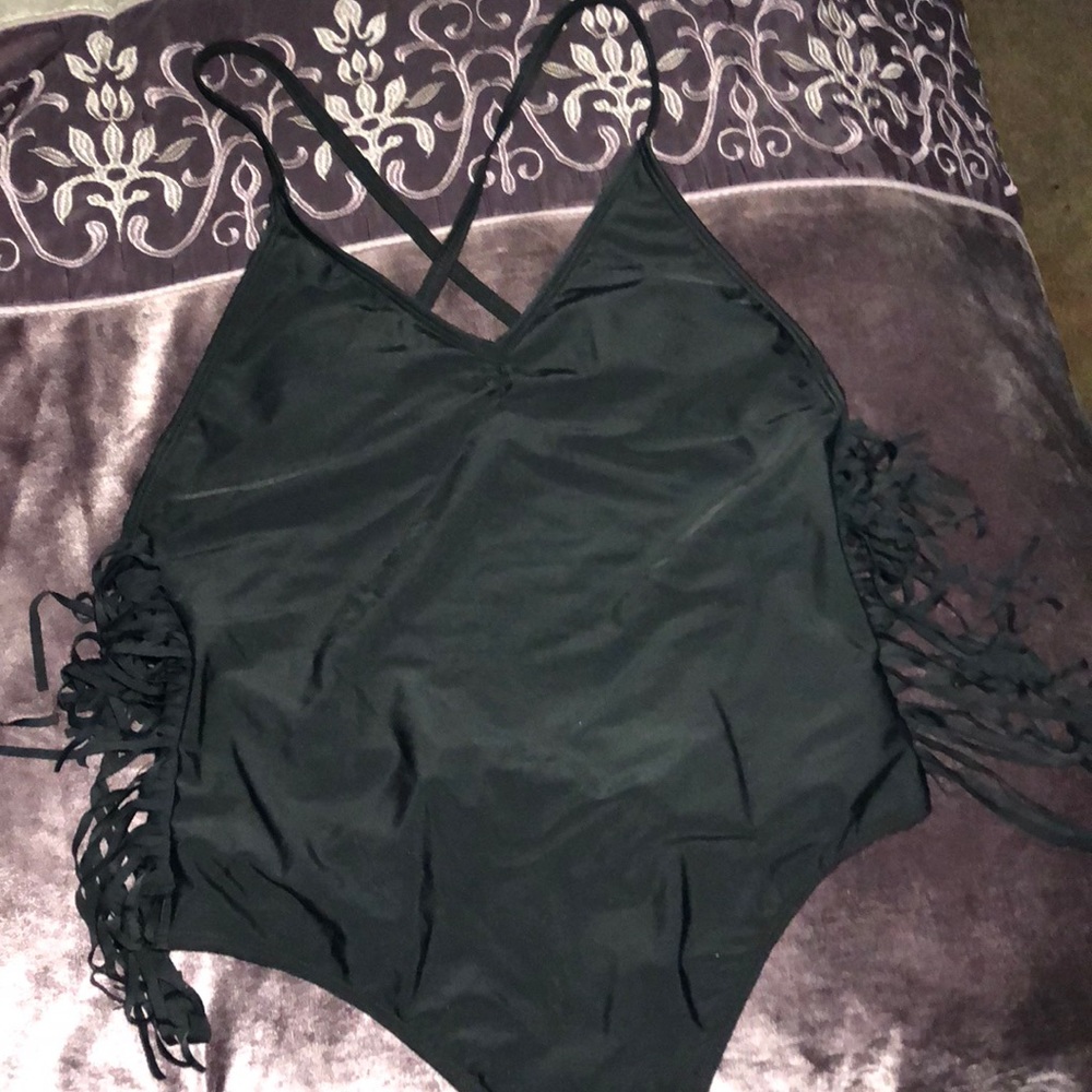 Black one piece swim suit